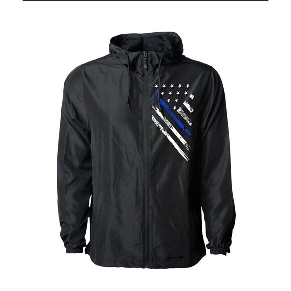 Blue Line Crest Light Weight Black Windbreaker, Men’s XXL - Picture 1 of 5